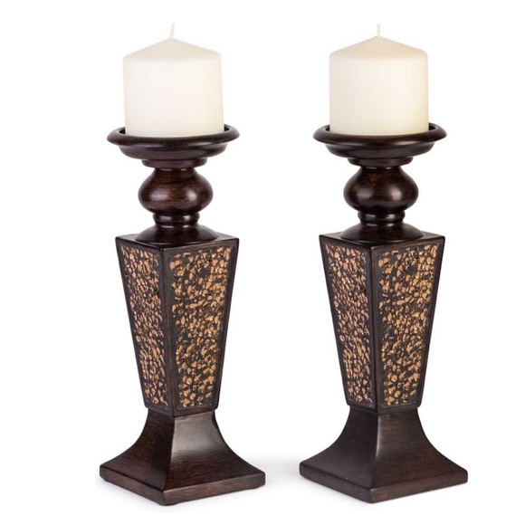 Candle Holder Set of 2- Crackled Mosaic Design - Picture 4 of 9